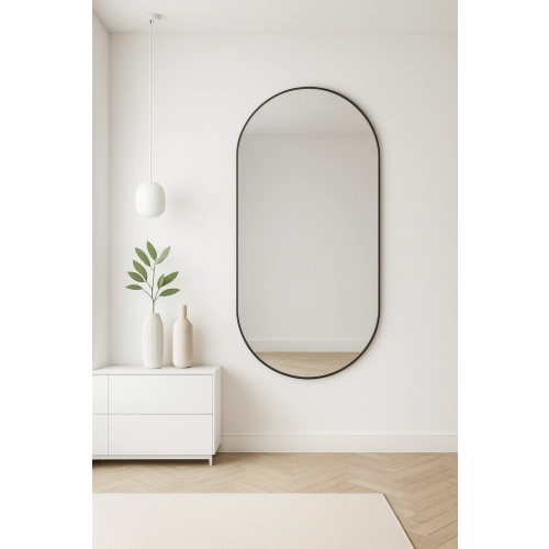 Lustro owalne w ramie czarnej MDF SLIM - OLI - kolor ramy do wyboru